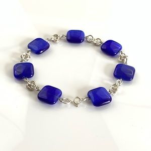 Sterling silver and blue stone handmade bracelet